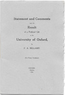 GROSSBRITANNIEN GREAT BRITAIN  1926, Statement And Comments Upon The Result Of A Proffered Gift. F.A.Bellamy - Themengebiet Sammeln