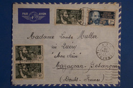 AF3 AEF   BELLE LETTRE  1939 PETIT BUREAU BERBERATI  A BESANCON MAZAGRAN FRANCE  +PAIRE TP ++ AFFRANCH PLAISANT - Cartas & Documentos