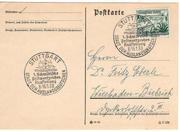 49900 - Deutsches Reich - 1938 - 6Pfg. Schiffe EF A. Kte. M. SoStpl. STUTTGART - 1. SCHWAEBISCHE POSTWERTZEICHEN-AUSST. - Ships