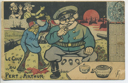 CPA  Militaria Satirique  Guerre Russo-japonaise Le Coup Du Pert-Arthur Illustration Japonnais Poignardant Un Russe 1904 - Andere Kriege