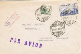 42307. Carta Aerea ALICANTE 1950. Fechador Exagonal, Circulada A Danmark - 1931-50 Briefe U. Dokumente
