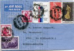 1972 Front Of Aerogramme To Belgium With Several Stamps - See Scan For Cancellations And Others - Aerogramas