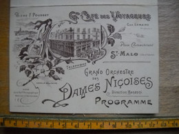St Malo . Programme Du Grand Café Des Voyageurs . Pub Biere F.pousset    . 3 Photos . - Programmi