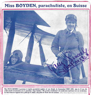 Aviation Parachutiste Miss Boyden - Lausanne-Blécherette - Autographe - Rarissime - Parachutisme