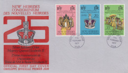 Enveloppe FDC  1er Jour   NOUVELLES  HEBRIDES   25éme  Anniversaire  Accession  Au  Trône  D'  ELIZABETH  II   1977 - FDC