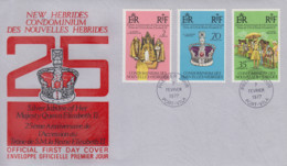 Enveloppe FDC  1er Jour   NOUVELLES  HEBRIDES   25éme  Anniversaire  Accession  Au  Trône  D'  ELIZABETH  II   1977 - FDC