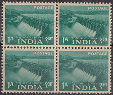 INDIA 1955 Five Year Plan (2nd Definitive Serie)1 A., Tilaiya Dam, DVC, Water Supply, 1v.Block Of 4,  MNH(**) - Nuevos