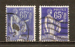 1937-39 Paix - Variété / 65c. Outremer - N°365 (voir Description) - Oblitérés