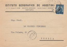 CARTOLINA POSTALE 1947 L.5 ISTITUTO GEOGRAFICO AGOSTIN (RY940 - 1946-60: Marcophilie