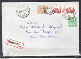 Aangetekende Brief Van Anderlecht 2 Naar Bruxelles (A) - 1977-1985 Zahl Auf Löwe (Chiffre Sur Lion)