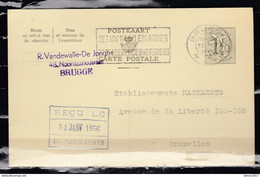 Postkaart Van Brugge X Naar Bruxelles - 1951-1975 Heraldieke Leeuw