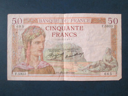 Billet De Cinquante Francs  Ceres , 25.3.1937 - 50 F 1934-1940 ''Cérès''