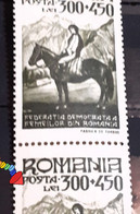 Stamps Errors Romania 1947 # Mi 1016 Rider, Printed With Oblique Line Color,  Rider Pair  Mnh - Varietà & Curiosità