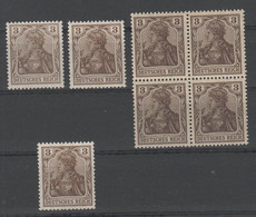 Deutsches Reich , Nr 84II , 7 X Postfrisch , Viererblock In Teurer Farbe ?? - Unused Stamps