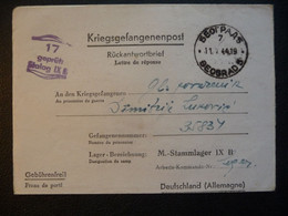 From Serbia Belgrade 11.5.1944 To Dimitrije Lukovic (Hauptvertrauensmann) Stalag IX B WWII POW Censure Geprüft - Briefe U. Dokumente