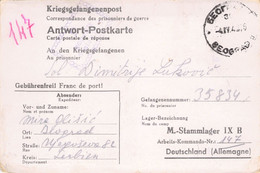 From Serbia Belgrade 4.4.1942 To Dimitrije Lukovic (Hauptvertrauensmann) Stalag IX B WWII POW Censure Geprüft - Briefe U. Dokumente