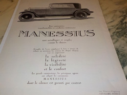 ANCIENNE PUBLICITE LES CARROSSERIES MANESSIUS LEVALLOIS PERRET 1925 - Voitures
