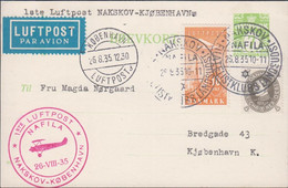 1935. DANMARK. 1STE LUFTPOST NAFILA NAKSKOV - KØBENHAVN 26-VIII-35. With  10 ØRE LUFTPOST + ... (Michel 187+) - JF425636 - Interi Postali