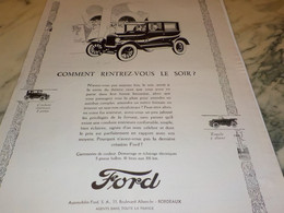 ANCIENNE PUBLICITE COMMENT RENTREZ VOUS VOITURES FORD 1925 - Voitures