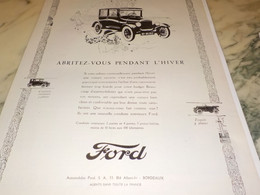 ANCIENNE PUBLICITE ABRITEZ VOUS L HIVER  VOITURES FORD 1925 - Voitures