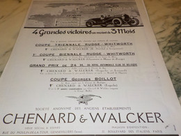 ANCIENNE PUBLICITE 4 GRANDES VICTOIRES AUTOMOBILE CHENARD & WALCKER   1925 - Voitures