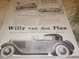 ANCIENNE PUBLICITE APRES LA PLUIE  VOITURE WILLY VAN DEN PLAS 1925 - Voitures