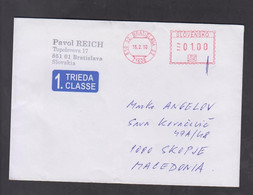 SLOVAKIA, COVER, MASHINE CANCEL, REPUBLIC OF MACEDONIA + - Cartas & Documentos