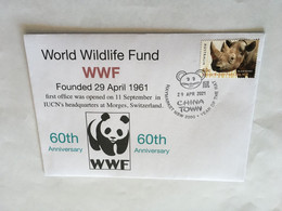 (1 B 18) 60th Anniversary Of WWF Foundation - With Black Rhinoceros Stamp - Used Stamps