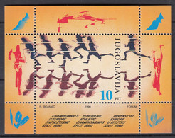 Yugoslavia 1990 Sport Europe Athletic Championship In Split Mi#Block 37 Mint Never Hinged - Unused Stamps