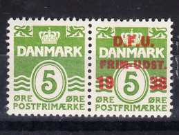 Denmark 1938 Mi#243 Mint Never Hinged Pair With And Without Overprint - Unused Stamps