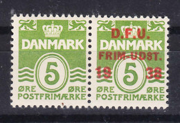 Denmark 1938 Mi#243 Mint Never Hinged Pair With And Without Overprint - Neufs