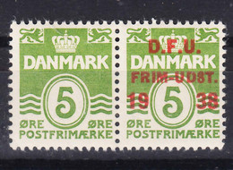 Denmark 1938 Mi#243 Mint Never Hinged Pair With And Without Overprint - Unused Stamps