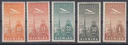 Denmark Airmail 1934 Mi#217-221 Mint Never Hinged - Unused Stamps