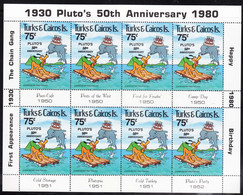 Turks & Caicos Islands 1981 Disney Cartoons, Pluto Mi#525 Mint Never Hinged Minisheet - Disney