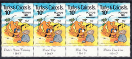 Turks & Caicos Islands 1981 Disney Cartoons, Pluto Mi#524 Mint Never Hinged Strip Of 4 - Disney