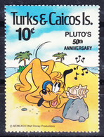 Turks & Caicos Islands 1981 Disney Cartoons, Pluto Mi#524 Mint Never Hinged - Disney