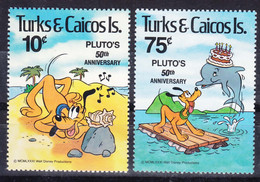Turks & Caicos Islands 1981 Disney Cartoons, Pluto Mi#524-525 Mint Never Hinged - Disney