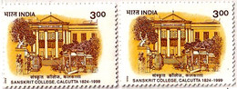 LANGUAGE- SANSKRIT COLLEGE, CALCUTTA 2 X VARIETY- INDIA-1999-MNH-SBS-81 - Plaatfouten En Curiosa