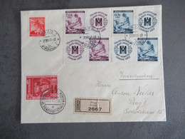 Böhmen Und Mähren 1941 Rotes Kreuz Nr.62 / 63 Zf 4er Block Einschreiben Prag MiF DR Nr.763 Deutsche Dienstpost BuM - Storia Postale