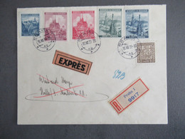 Böhmen Und Mähren 16.8.1939 Früher Beleg MiF Mit CSSR Marke Einschreiben Expres Ank. Stempel Halle Fernsprechamt - Storia Postale