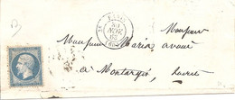 PARIS 3e Sur ENV Pour MONTARGIS + AMBULANT - 1849-1876: Période Classique