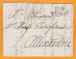 1810 - Marque Postale 104 TURIN Torino Sur LAC En Italien Vers ALEXANDRIE, Département Conquis De MARENGO - 1792-1815: Départements Conquis