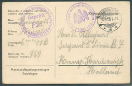 Carte Pour Prisonniers De Guerre Au Départ De GARDELEGEN 23-8-1915  (cachet Du 9.9.1915) Vers Le Camp D'Harderwijk (Pays - Prisioneros