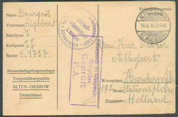Carte Pour Prisonniers De Guerre Au Départ De ALTEN-GRABOW 30-07-1916  (cachet Du 14.8.1916) Vers Le Camp D'Harderwijk ( - Prisonniers