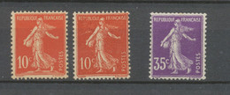 1906 France N°134 Et 135.  Neuf Luxe ** + N°142 35C Violet. H3004 - Unused Stamps