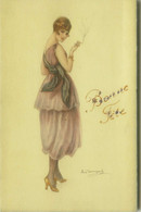 BOMPARD SIGNED 1910s POSTCARD - WOMAN SMOKING A CIGARETTE - N.928/4 (BG2023) - Bompard, S.