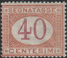 Regno D'Italia 1870 40 C. Ocra E Carminio Sass. 8 MNH** Certificato Cv 6000 - Segnatasse