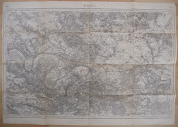 Carte De PARIS (48) Levée Par L'officive Du Corps D'état Major Et Publiée Par Le Dépôt Dl Guerre En 1832 Révisée 1901 - Topographische Karten