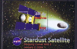 Maldives Space 2006 Stardust Encounter With Comet Wild 2. Souvenir Sheet - Maldives (1965-...)