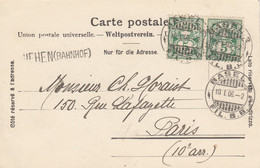 CARTE SUISSE. 10 1 1906. GRIFFE RIEHEN BAHNOF. BASEL. MARKTPLATZ   / 2 - Brieven En Documenten